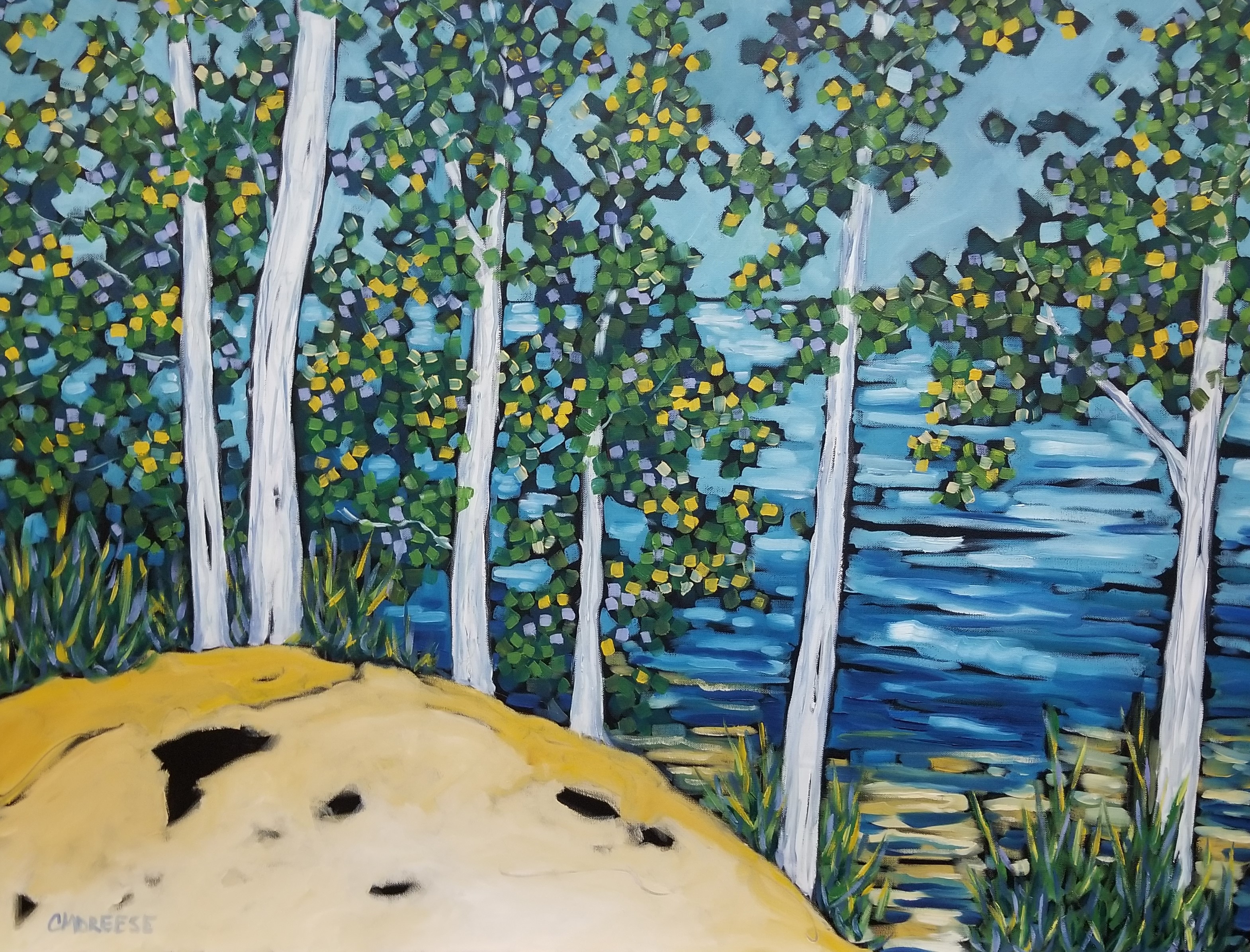 dreese beach trees hamlin lake30x40