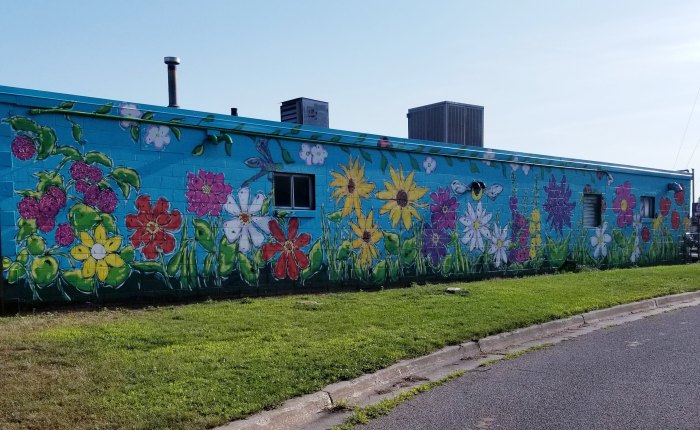 Finished mural Grandmother's Garden. Village of Spring Lake behind Plantenga's Cleaners.