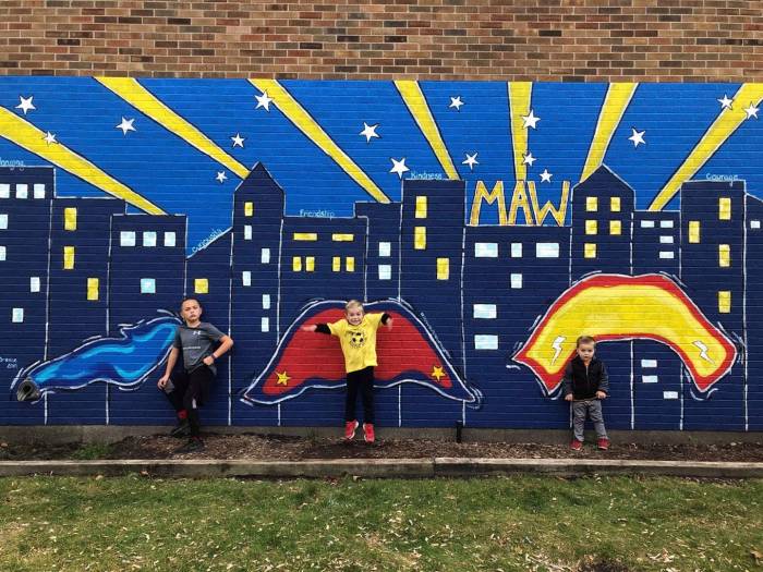 Commissioned Super Hero's Mural for Grand Haven Public Schools. Mary A. White Elementary School.